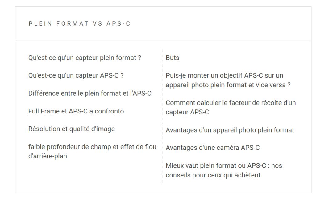 Plein format vs APSC lequel choisir ? Différences et comparaison