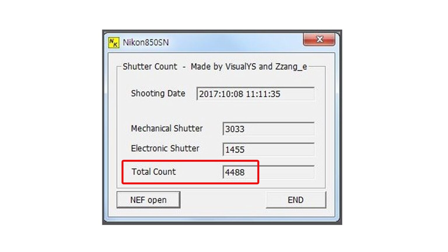 Nikon D850 Shots Counting : Programme gratuit